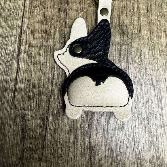 PEBBLED BLACK Leather Purse Charm FAST SHIP Portland Leather Dog Lover CHESTER - Picture 3 of 4